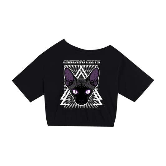 Glitchcore Cat | Women's Asymmetric Top - CYBERSOCIETY
