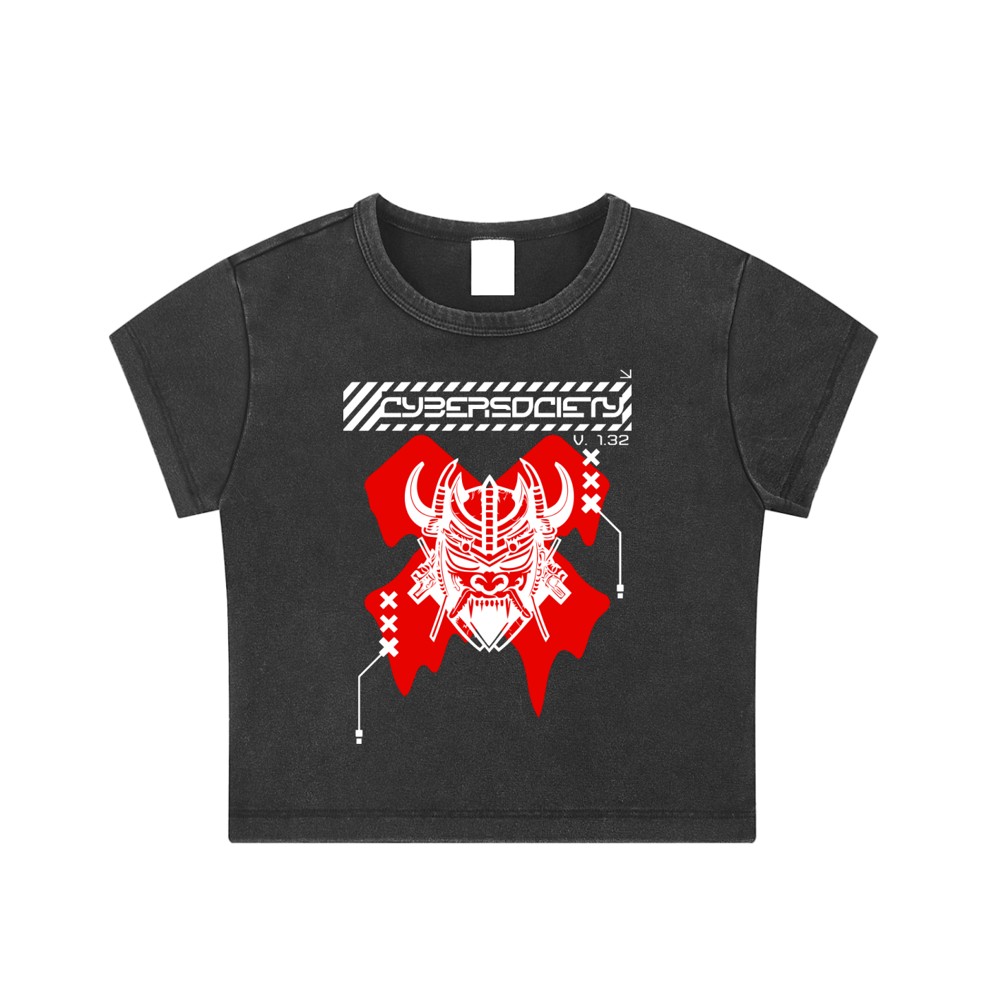 CYBER_0NI I Acid Washed Crop Top - CYBERSOCIETY