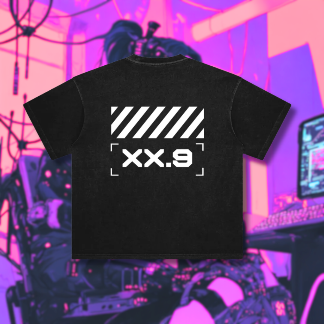 CODE XX9 | Unisex Enzyme Faded Black Tee - CYBERSOCIETY
