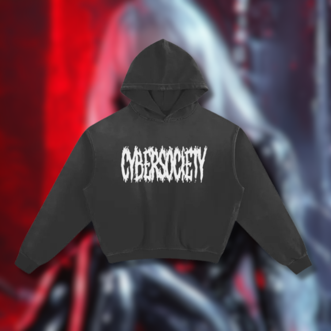 CYBERM3TAL | Oversized Hoodie With Hidden Pockets - CYBERSOCIETY