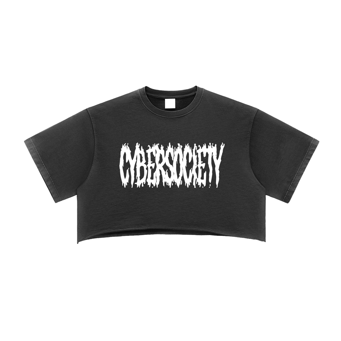 CYBERMETAL | Loose Fit Black Crop Top - CYBERSOCIETY