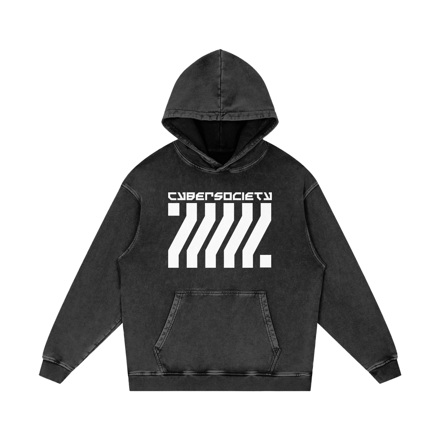 C0RRUPTED | Acid Wash Oversized Front Pocket Hoodie - CYBERSOCIETY