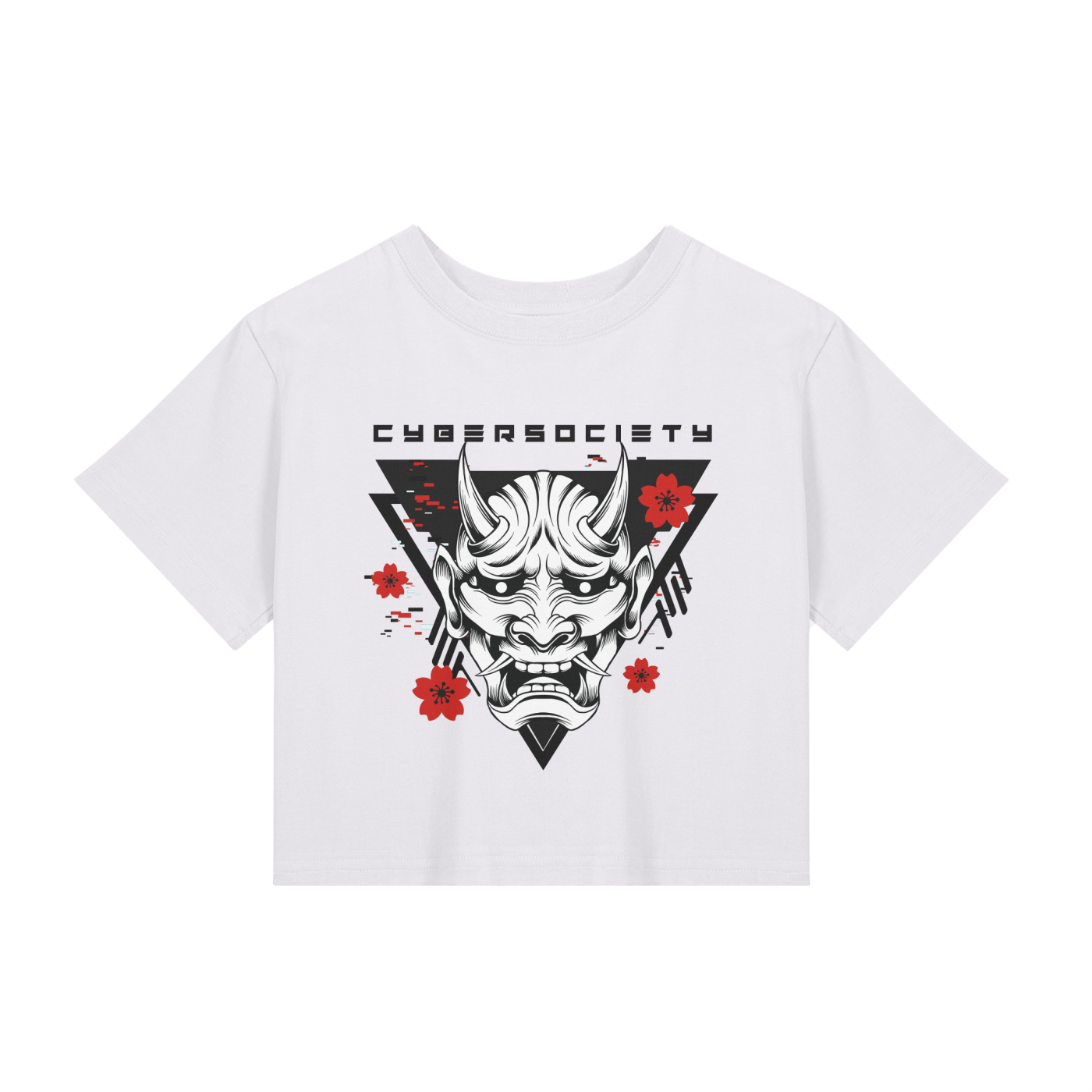 Cherry ON1 | White Techwear Baby Tee - CYBERSOCIETY