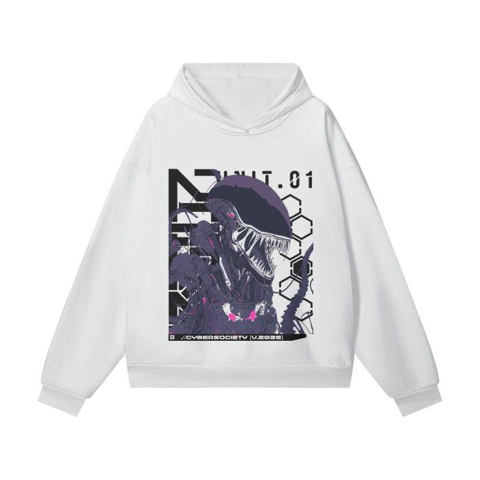 XEN0UNIT | Oversize Heavyweight Hidden Pocket Fleece Hoodie - CYBERSOCIETY