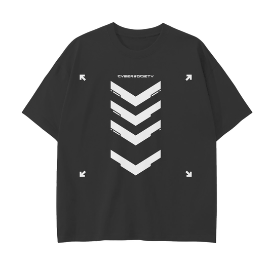 ChevTech | Unisex Oversized Techwear Black Tee - CYBERSOCIETY