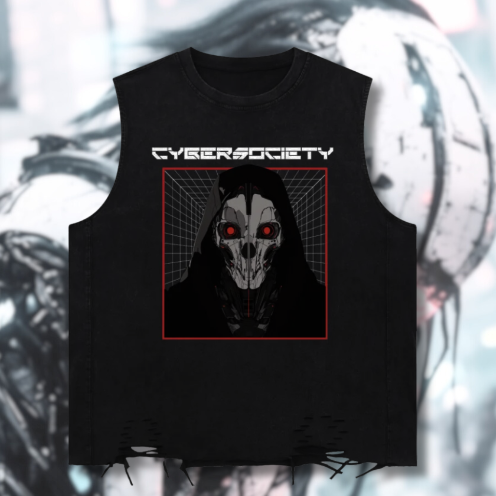 The Ritual | Unisex Cybergoth Raw-Hem Tank Top - CYBERSOCIETY