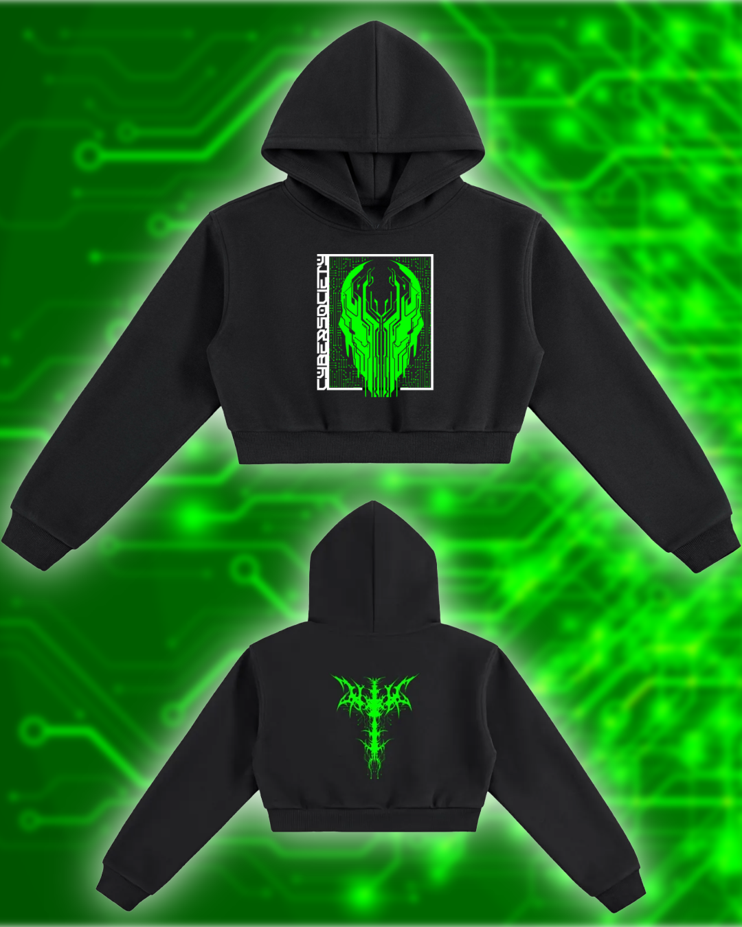 Circuit Leader | Womens Cyberpunk Cropped Hoodie