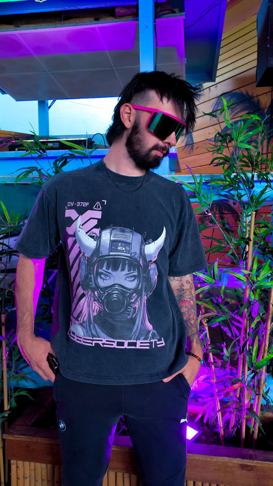 NEON V3XX | Vintage Washed T-Shirt - CYBERSOCIETY