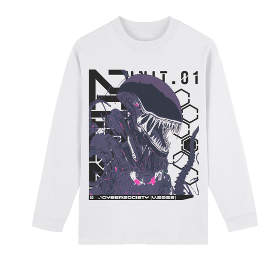 XEN0UNIT | Unisex Crew Neck Heavyweight 100% Cotton Long Sleeve Shirt - CYBERSOCIETY