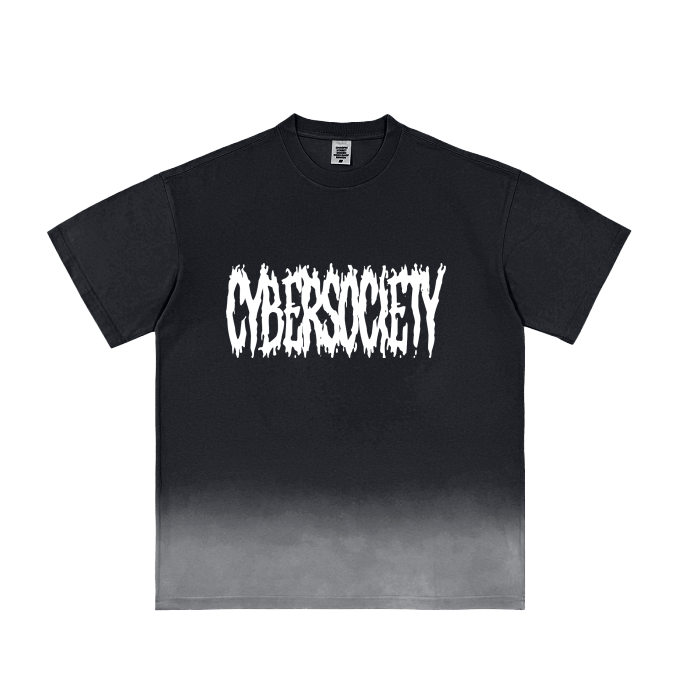 CYBERM3TAL | Cyberwear Acid Washed Black T-shirt - CYBERSOCIETY