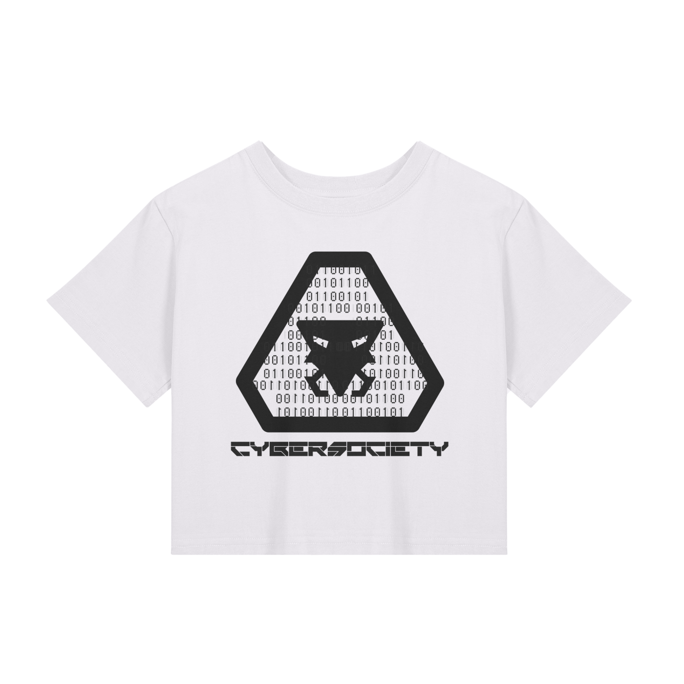 Cyber_Psycho | White Womens Baby Tee - CYBERSOCIETY