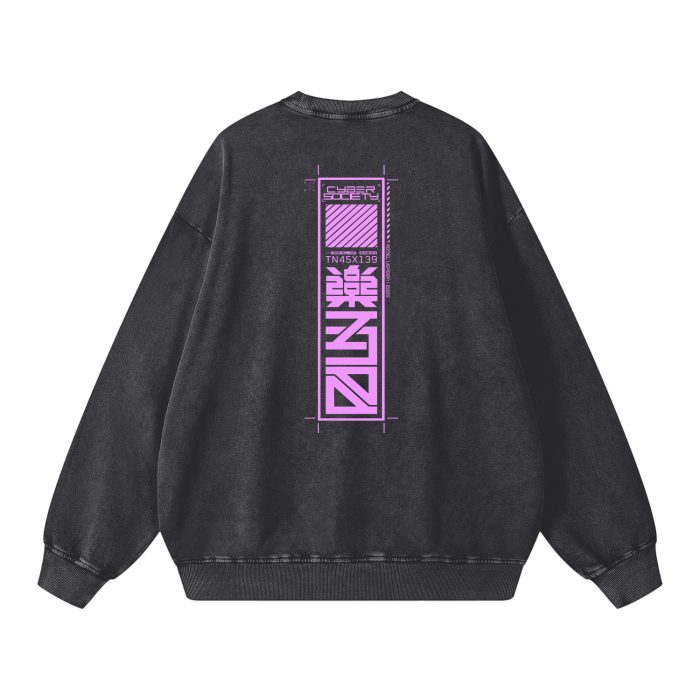 NEON V3XX | Acid Wash Oversize Sweatshirt - CYBERSOCIETY
