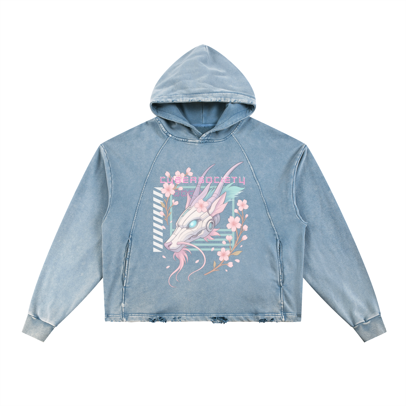NeoHaku | Unisex Acid Washed Distressed Hoodie