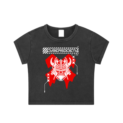 CYBER_0NI I Acid Washed Crop Top - CYBERSOCIETY 