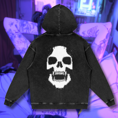 C0RRUPTED | Acid Wash Oversized Front Pocket Hoodie - CYBERSOCIETY 