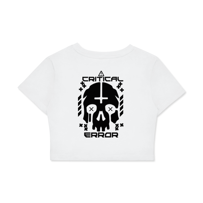 CRITICAL ERR0R | Techwear Womens White Cropped T-shirt - CYBERSOCIETY 