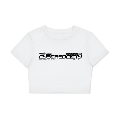 CRITICAL ERR0R | Techwear Womens White Cropped T-shirt - CYBERSOCIETY 