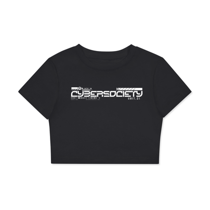 CRITICAL ERR0R | Techwear Womens Black Cropped T-shirt - CYBERSOCIETY 