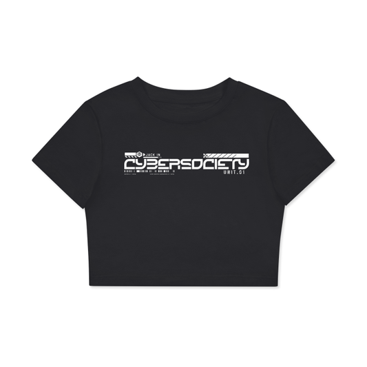 CRITICAL ERR0R | Techwear Womens Black Cropped T-shirt - CYBERSOCIETY 