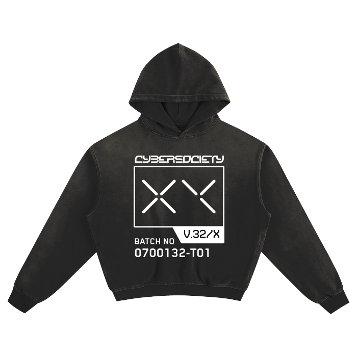 D3LTA H1VE | Cyberwear Unisex Black Boxy Hoodie