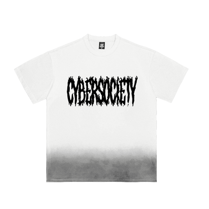CYBERM3TAL - Cyberwear Acid Washed White T - CYBERSOCIETY 