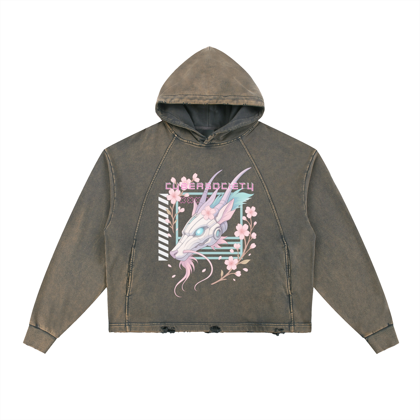 NeoHaku | Unisex Acid Washed Distressed Hoodie