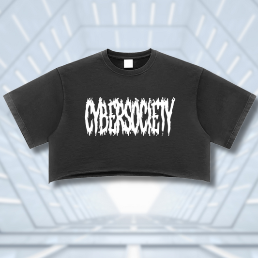 CYBERMETAL | Loose Fit Black Crop Top - CYBERSOCIETY 