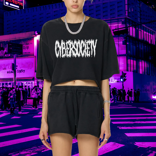 CYBERMETAL | Loose Fit Black Crop Top