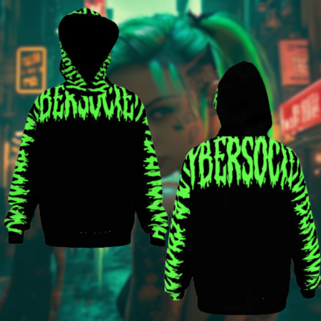 CYBERF1XER | Green Unisex Drop Shoulder Oversized Hoodie