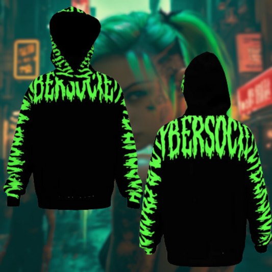 CYBERF1XER | Green Unisex Drop Shoulder Oversized Hoodie