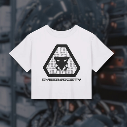 Cyber_Psycho | White Womens Baby Tee - CYBERSOCIETY 
