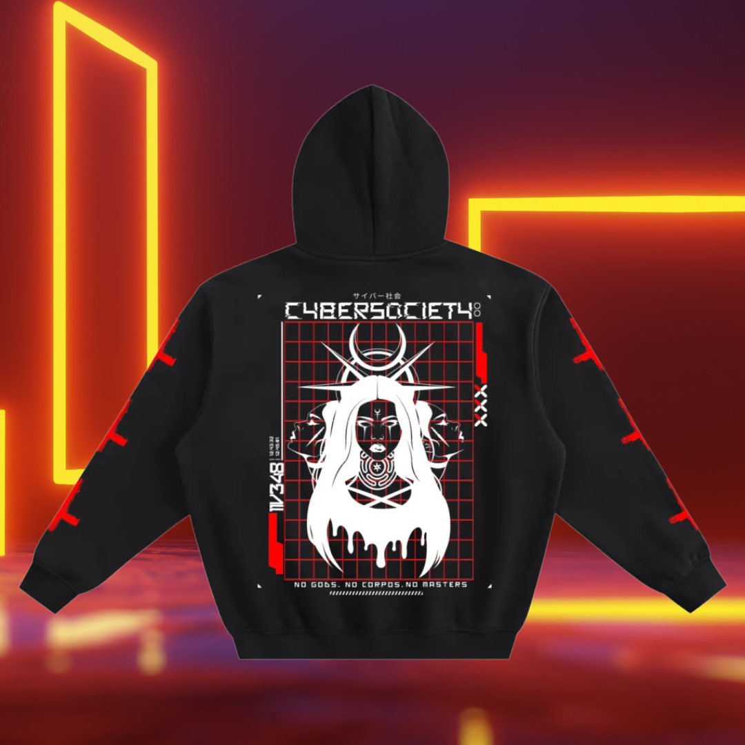 No Corpos | Cybergoth Fleeced Boxy Hoodie - CYBERSOCIETY 