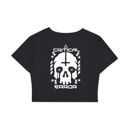 CRITICAL ERR0R | Techwear Womens Black Cropped T-shirt - CYBERSOCIETY 