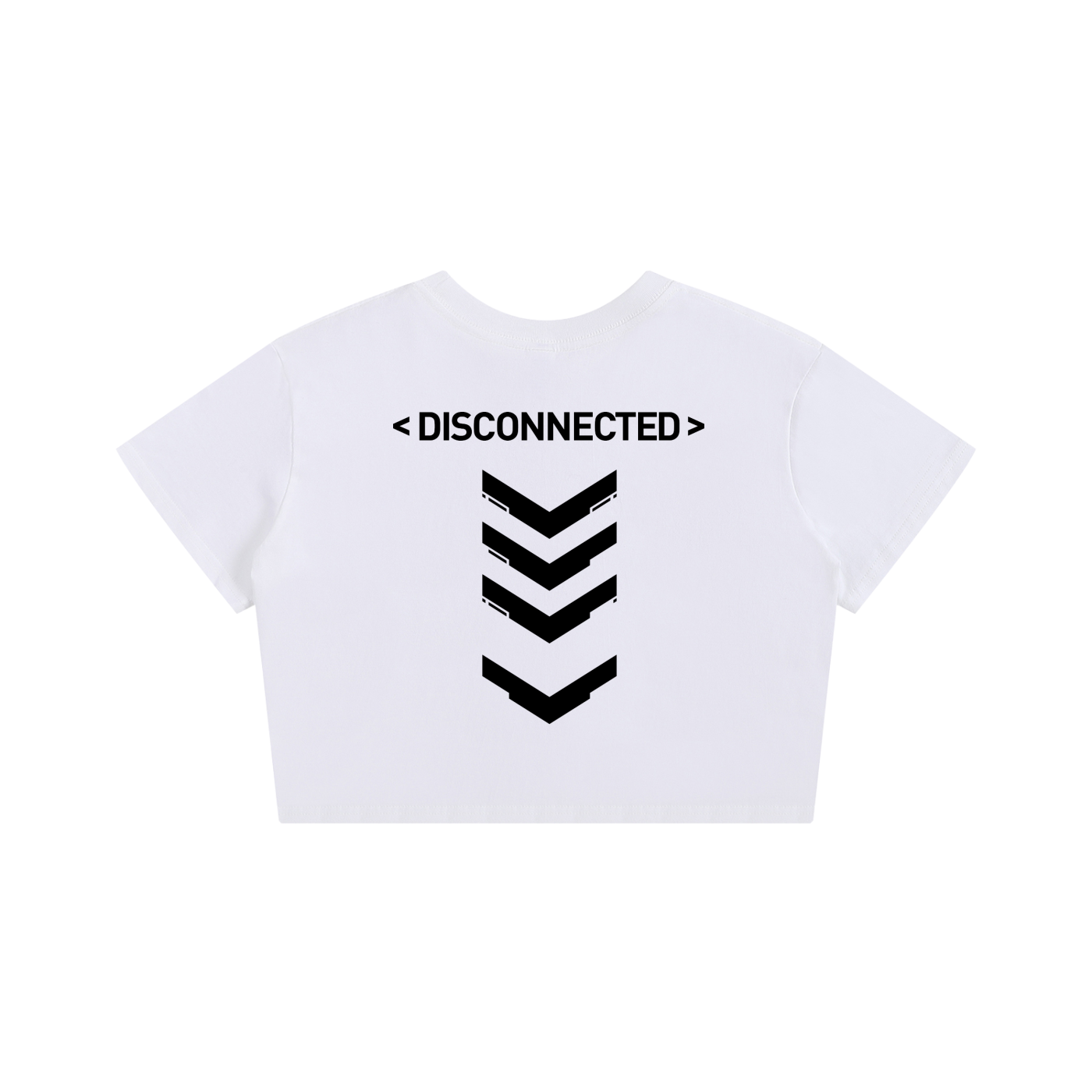 Disconnected | Cropped White Cyberpunk Baby Tee - CYBERSOCIETY 