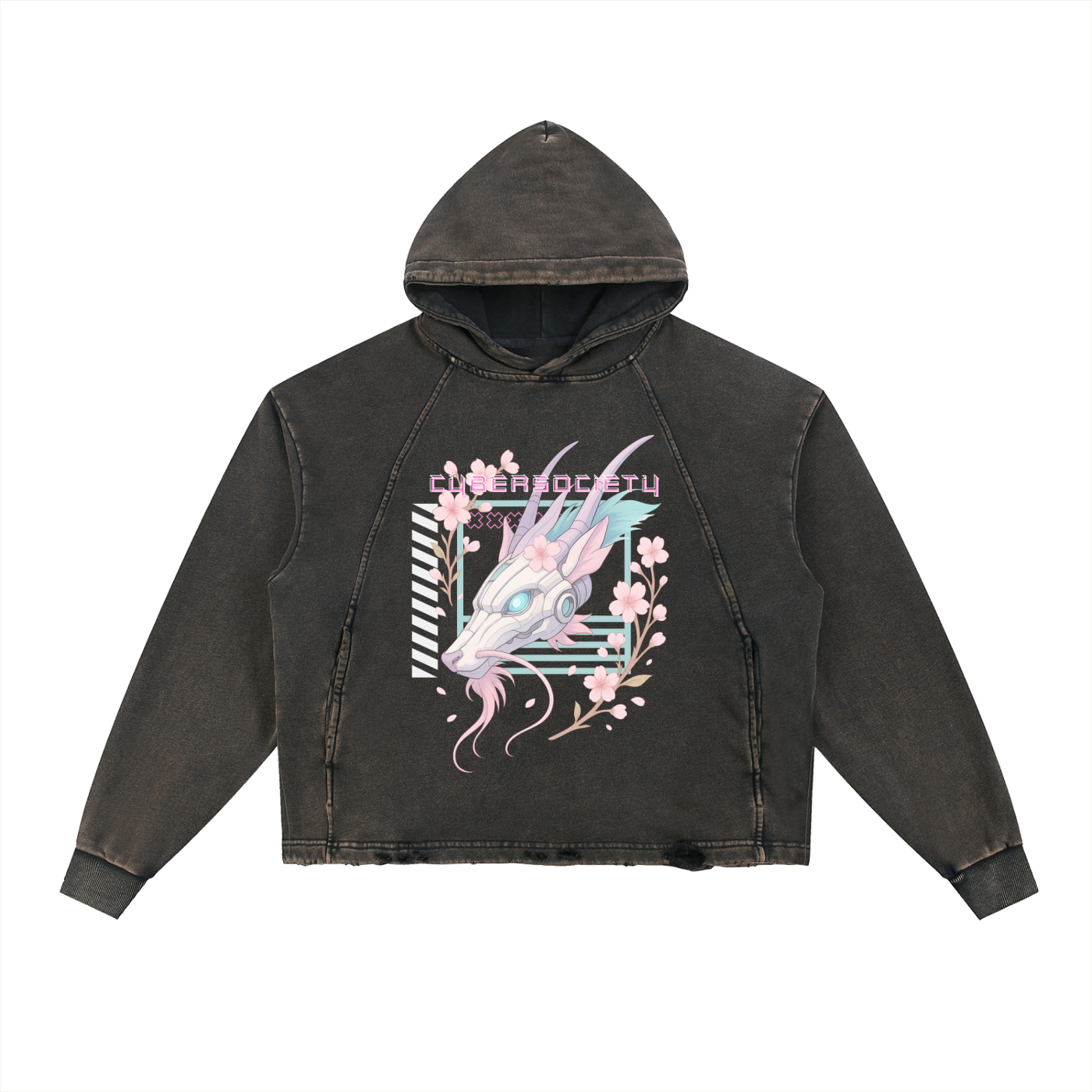 NeoHaku | Unisex Acid Washed Distressed Hoodie