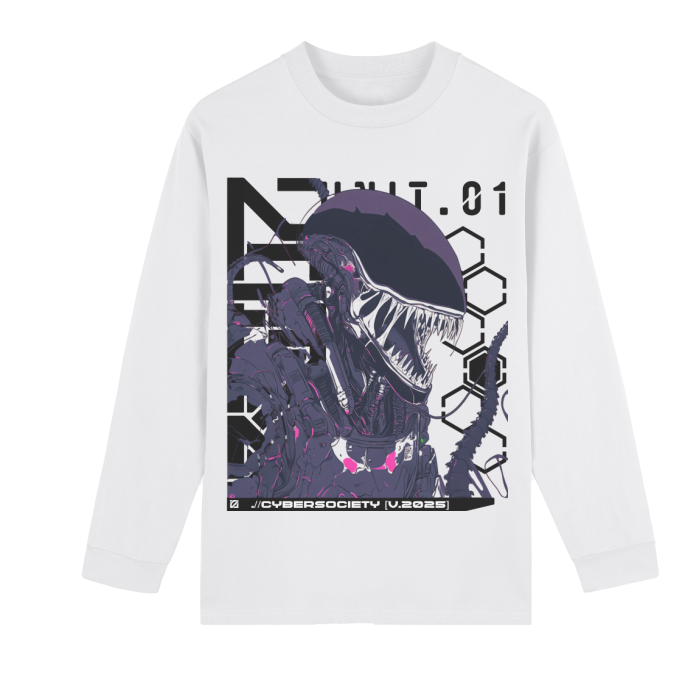 XEN0UNIT | Unisex Crew Neck Heavyweight 100% Cotton Long Sleeve Shirt