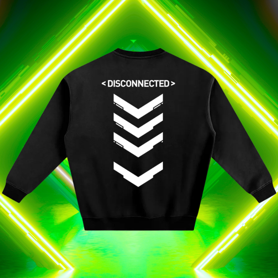 Disconnected | Black Cyberpunk Fleeced Sweatshirt