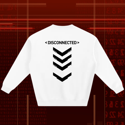 Disconnected | White Cyberpunk Fleeced Sweatshirt