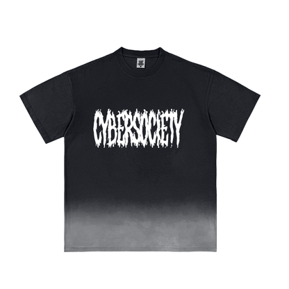 CYBERM3TAL | Cyberwear Acid Washed Black T-shirt - CYBERSOCIETY 