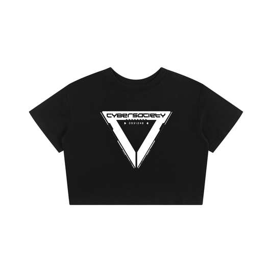 Disconnected | Cropped Black Techwear Baby Tee - CYBERSOCIETY 