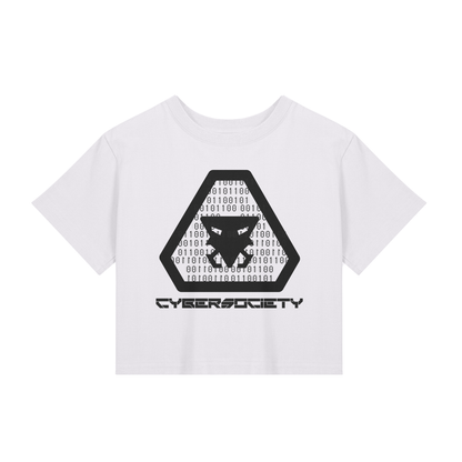 Cyber_Psycho | White Womens Baby Tee - CYBERSOCIETY 