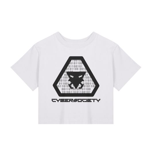 Cyber_Psycho | White Womens Baby Tee - CYBERSOCIETY 