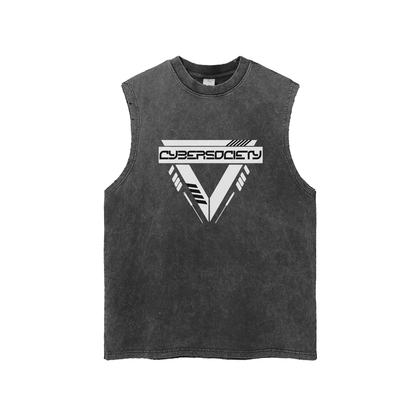 TRIFORCE | Snow Washed Distressed Tank Top - CYBERSOCIETY 