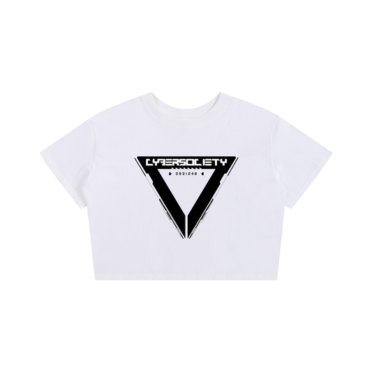 Disconnected | Cropped White Cyberpunk Baby Tee - CYBERSOCIETY 