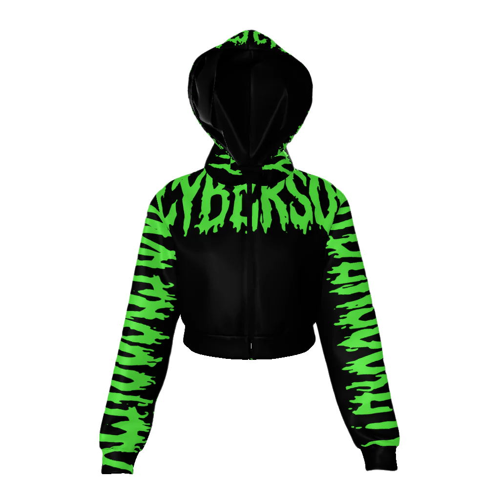 CYBERF1XER | Women's Zip Up Crop Hoodie