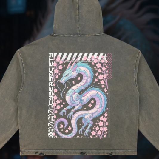 NeoHaku | Unisex Acid Washed Distressed Hoodie