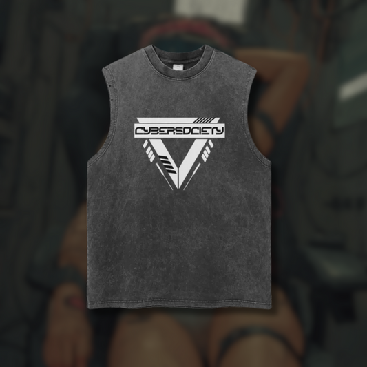 TRIFORCE | Snow Washed Distressed Tank Top - CYBERSOCIETY 